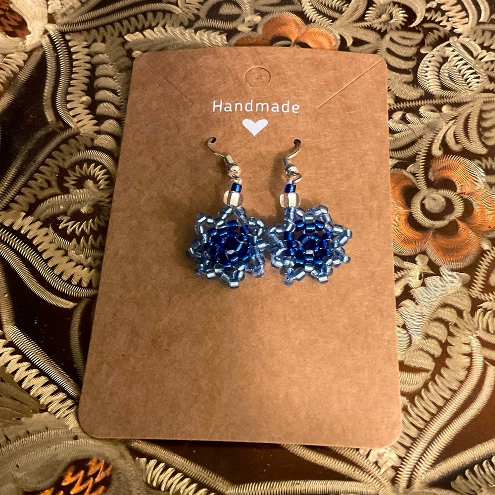Choctaw Native American handmade Seed bead earrings with sterling silver hooks